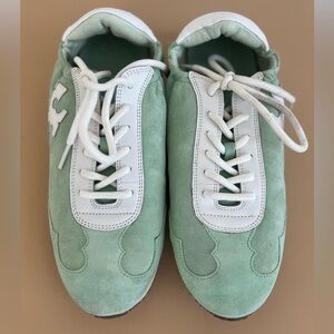 TORY BURCH SHOES *MINT CHIP GREEN * SUEDE & LEATHER SNEAKERS size 8
